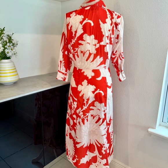 Figue Kate Floral V-Neck Beaded Collar Floral Button Down Shirt Dress Size 6 J - Picture 7 of 10